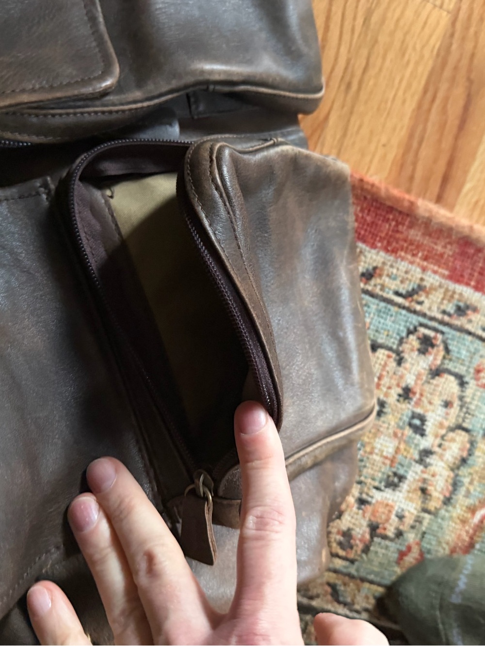 L.L. Bean Brown Leather Travel Duffel Bag with Yellow Interior - Picture 13 of 15